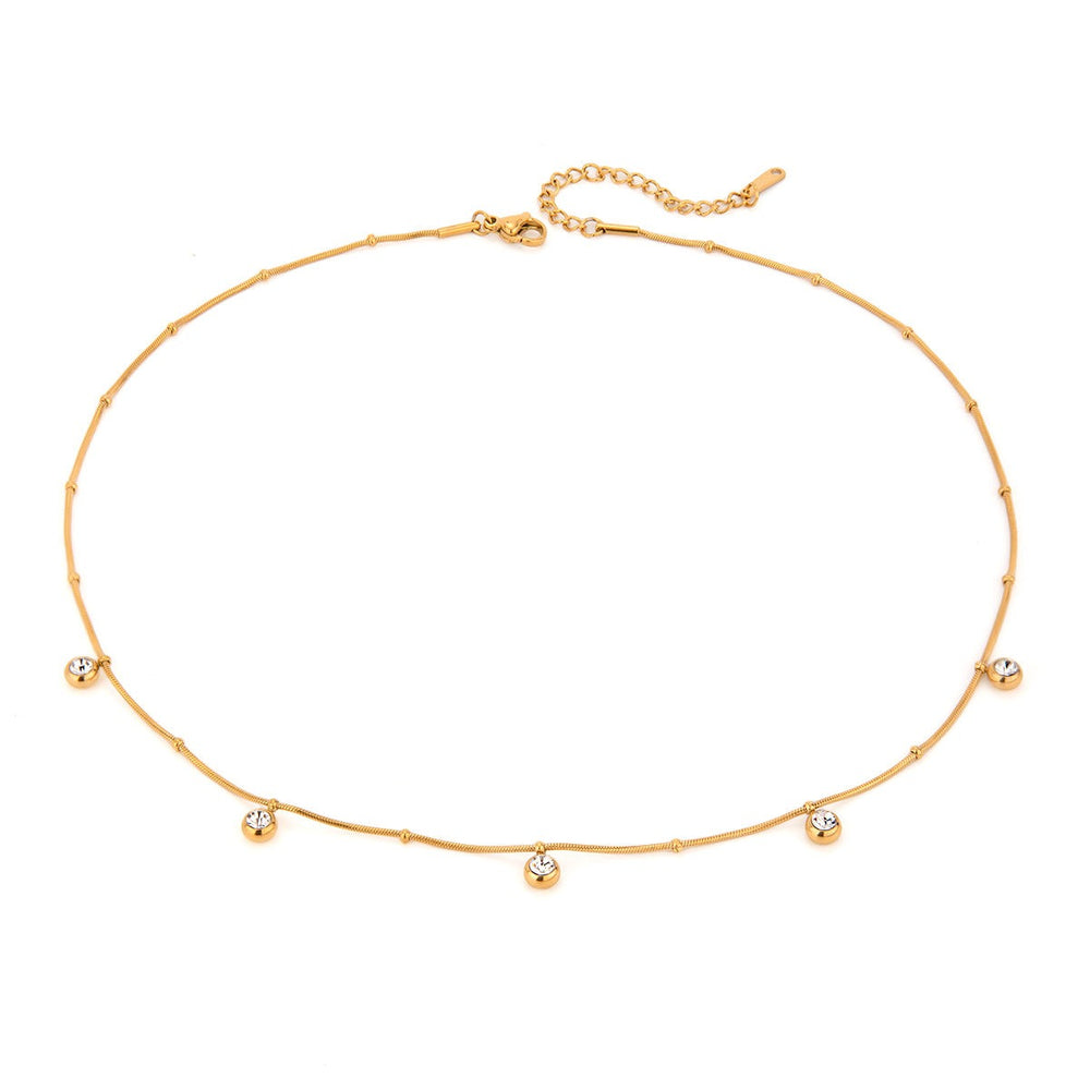 Dainty Drop Necklace – gold necklace with cubic zirconia stones