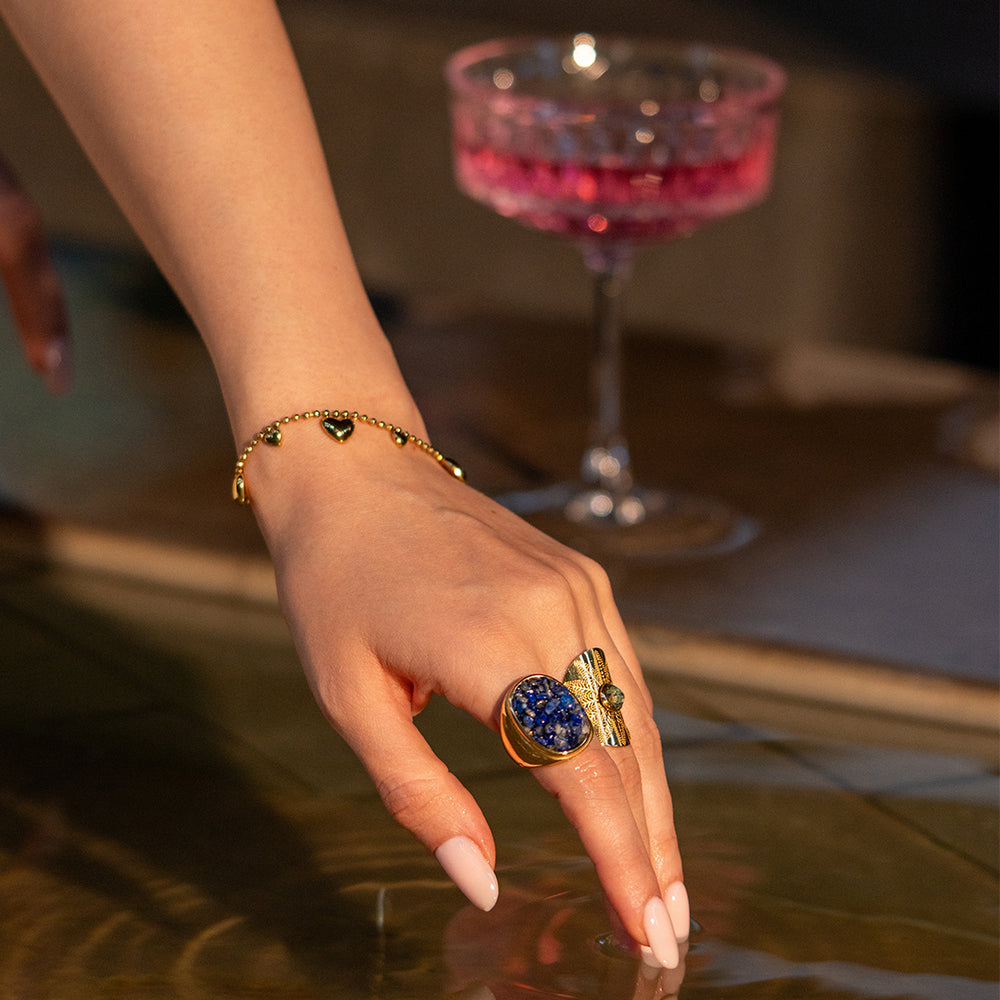 Blue Azure Gem Ring – adjustable gold ring