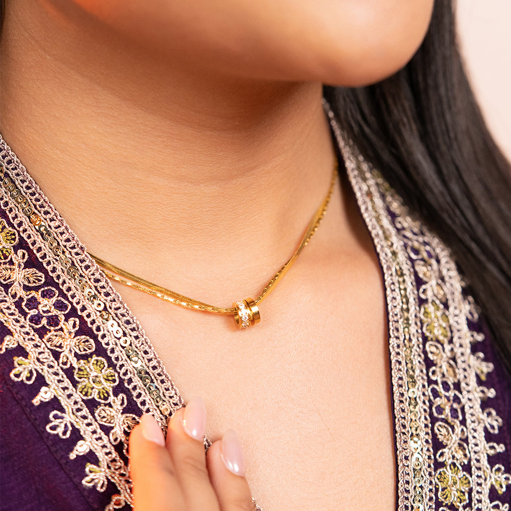 Layered Ring Pendant Necklace
