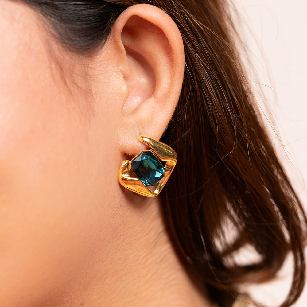 Crystal Frame Stud Earrings