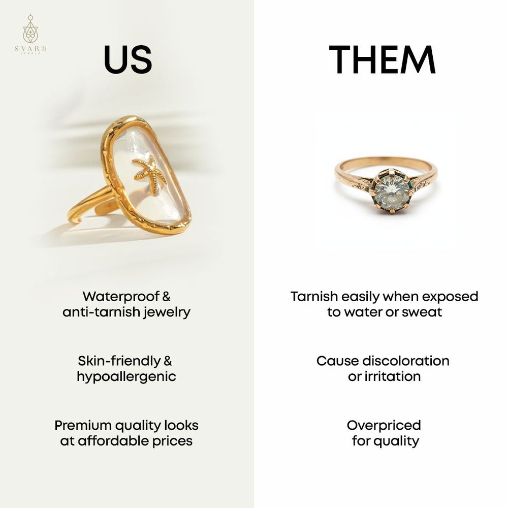 Stella – Starfish Ring – adjustable gold starfish ring with lilac base
