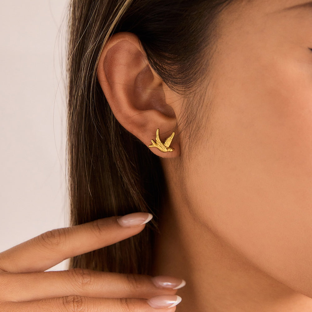 Golden Bird Stud Earrings – gold stud earrings
