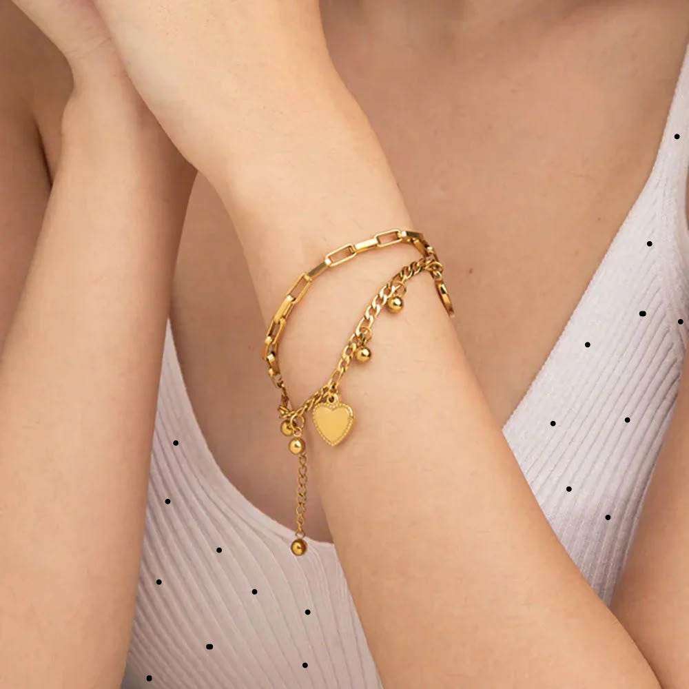 Sweetheart Layered Bracelet – adjustable gold bracelet