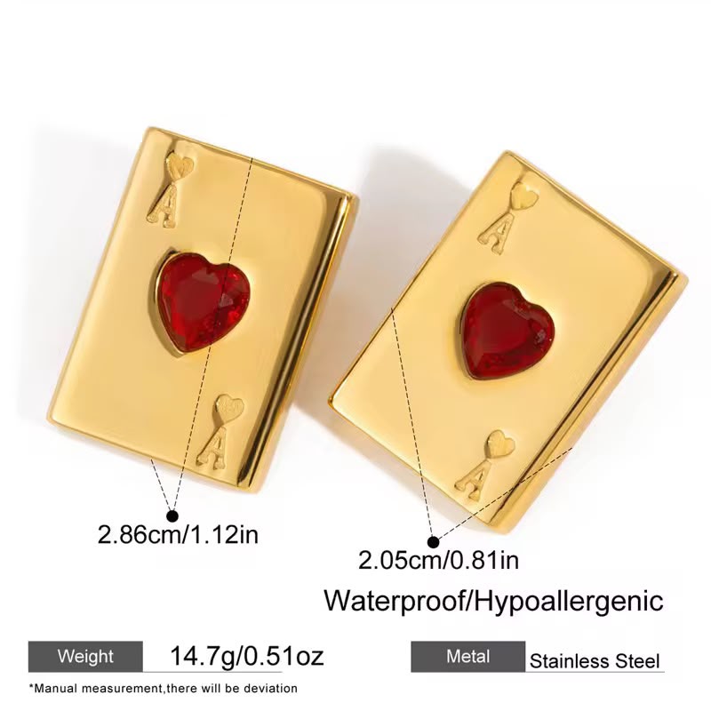 Ace of Hearts Earrings – gold earrings