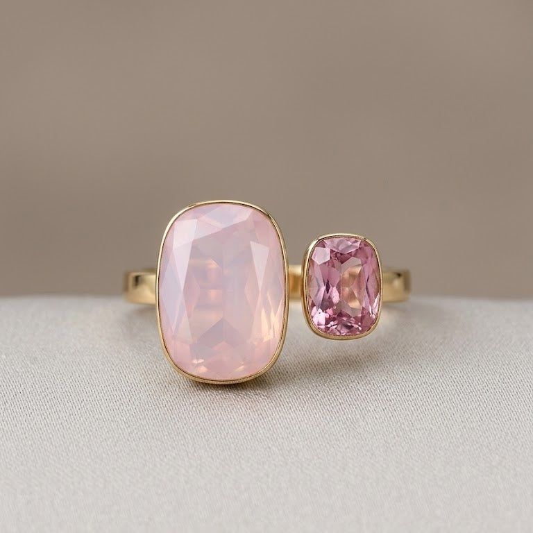 Pink Glow Ring – adjustable gold ring