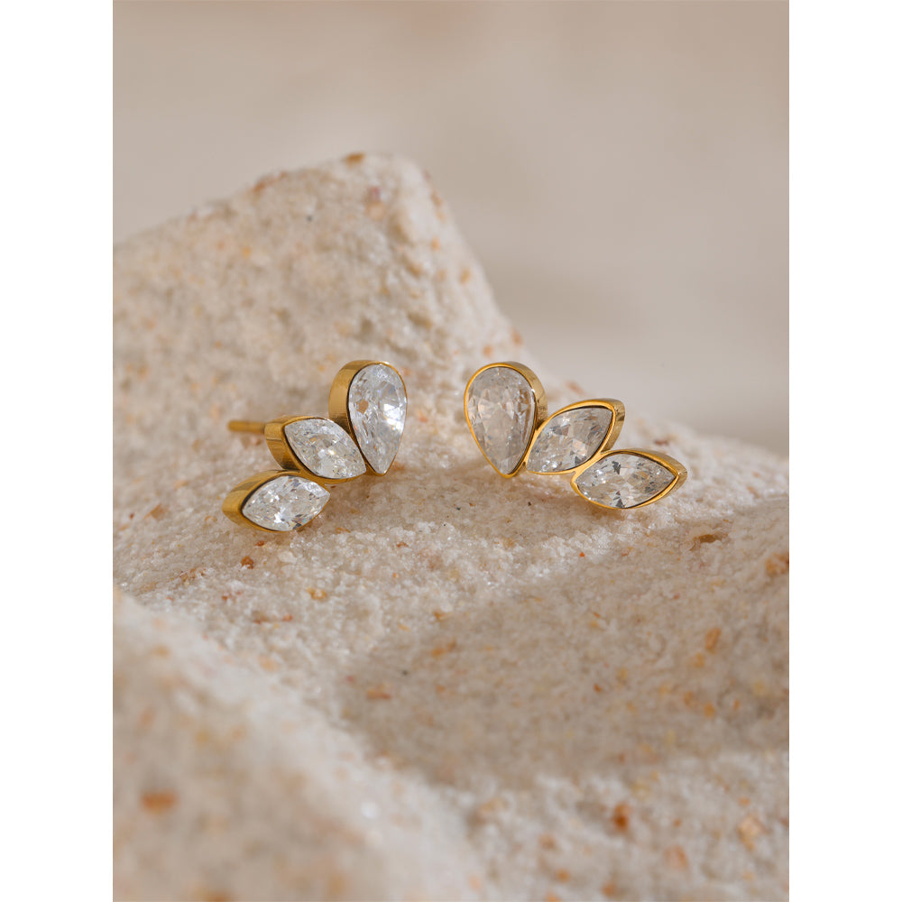 Crystal Cascade Studs – gold stud earrings