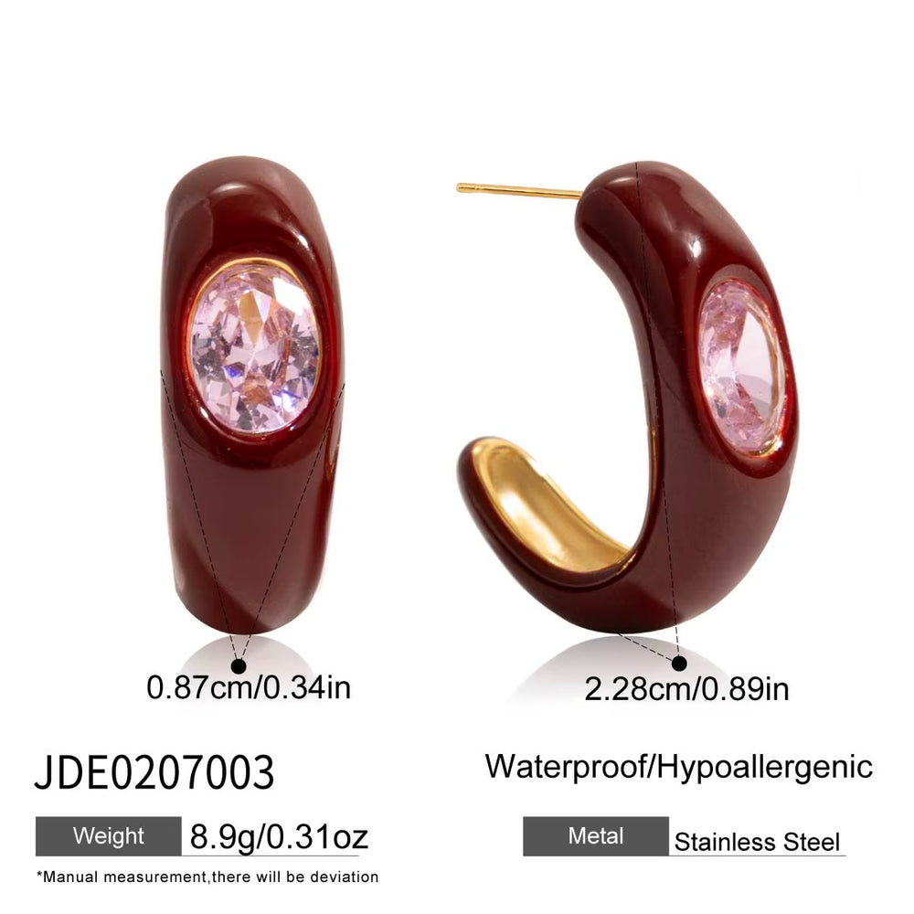 Rouge Lumière Earrings – gold earrings with enamel detail