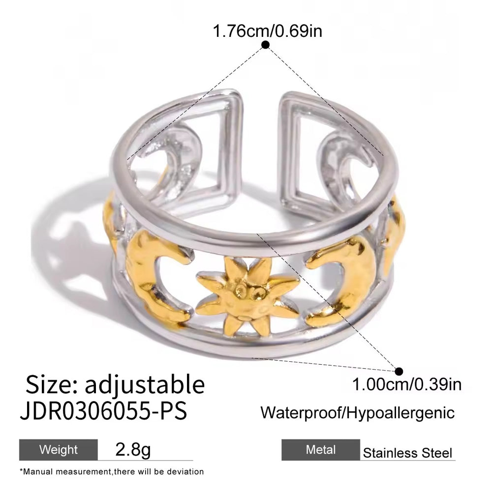 Sun and Moon Charm Ring – adjustable ring