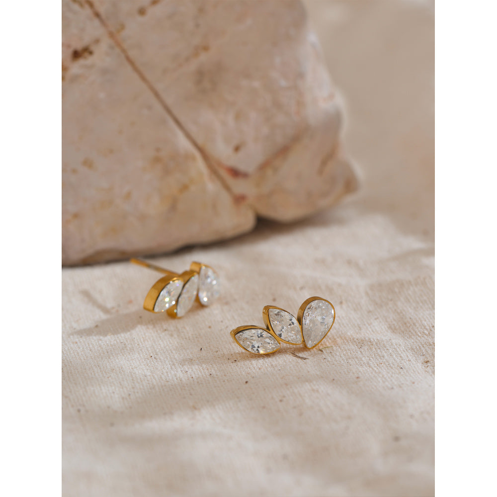 Crystal Cascade Studs – gold stud earrings