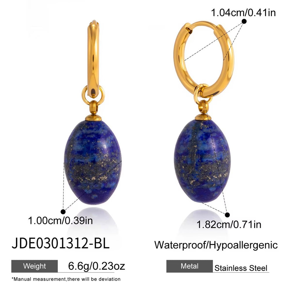 Lapis Drop Hoops – gold hoop earrings