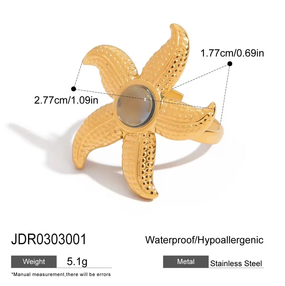 SeaSpark Ring – adjustable gold ring