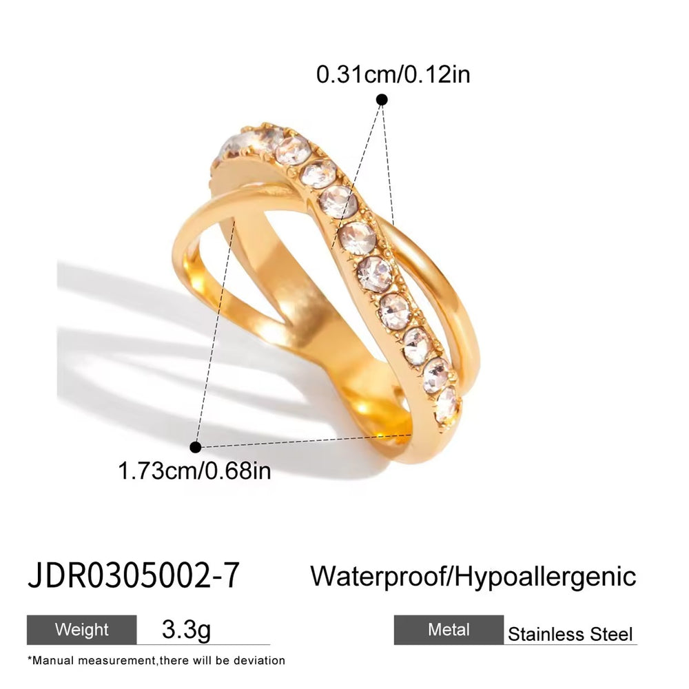 Crystal Crisscross Ring – gold ring