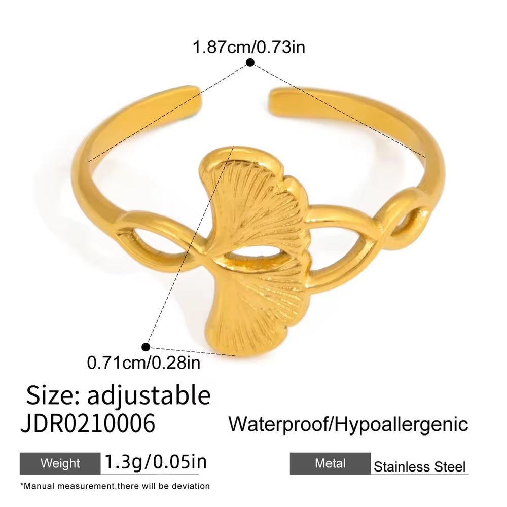 Leaf Eternity Ring – adjustable gold ring