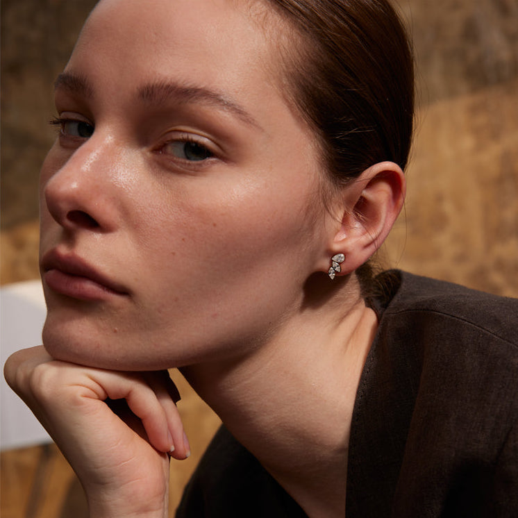 Crystal Cascade Studs – gold stud earrings