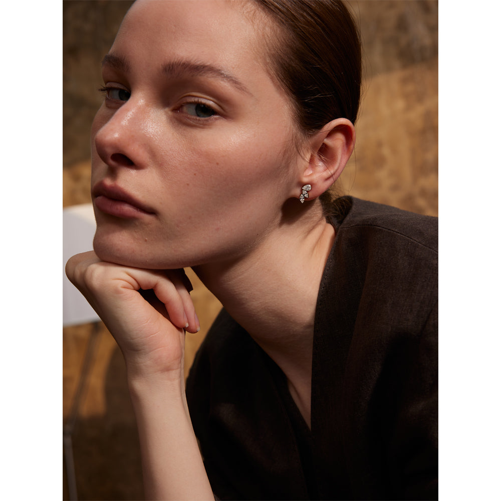 Crystal Cascade Studs – gold stud earrings