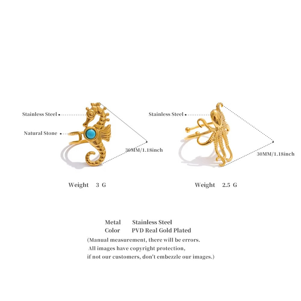 Ocean Duo Ring – adjustable gold ring