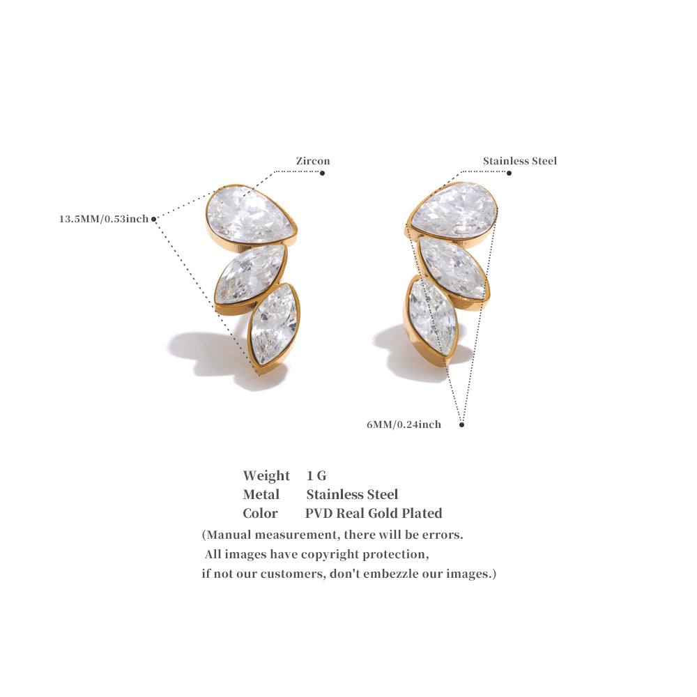 Crystal Cascade Studs – gold stud earrings