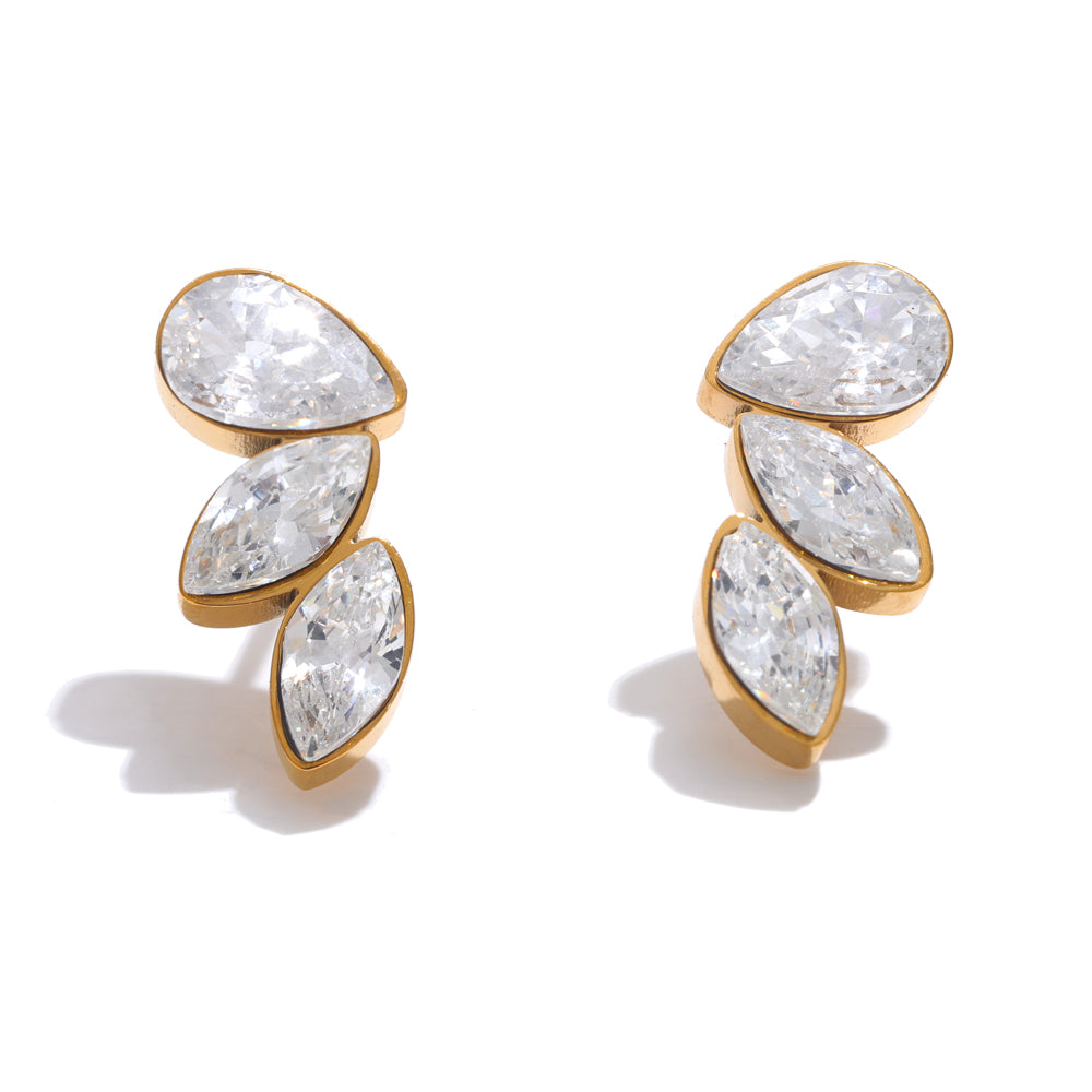 Crystal Cascade Studs – gold stud earrings
