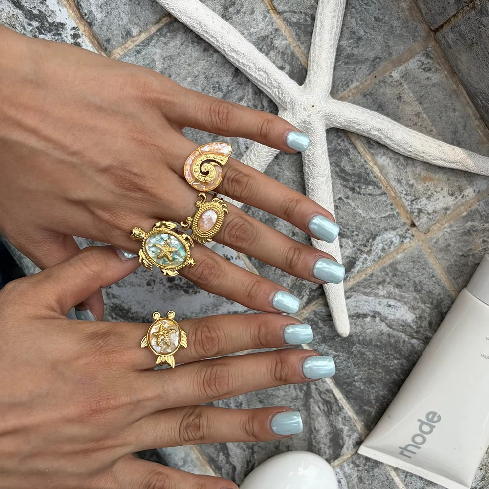 Oceanic Starfish Ring – adjustable gold ring