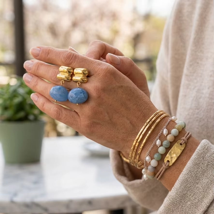 Blue Drop Earrings – gold earrings