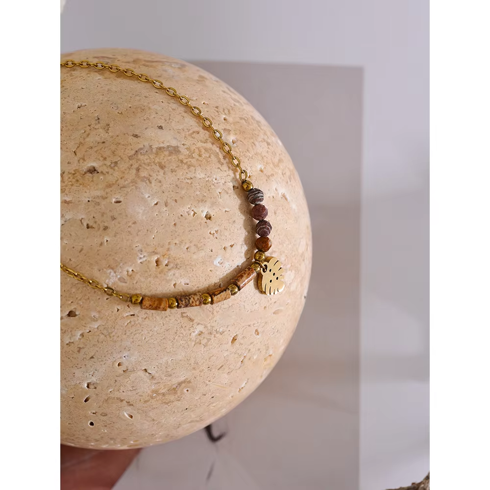 Leaf Beaded Bracelet – adjustable gold bracelet