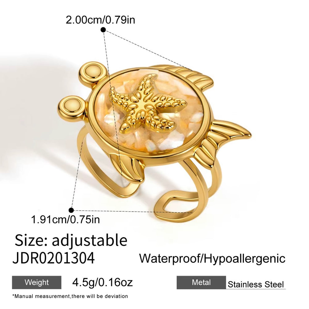 Oceanic Starfish Ring – adjustable gold ring
