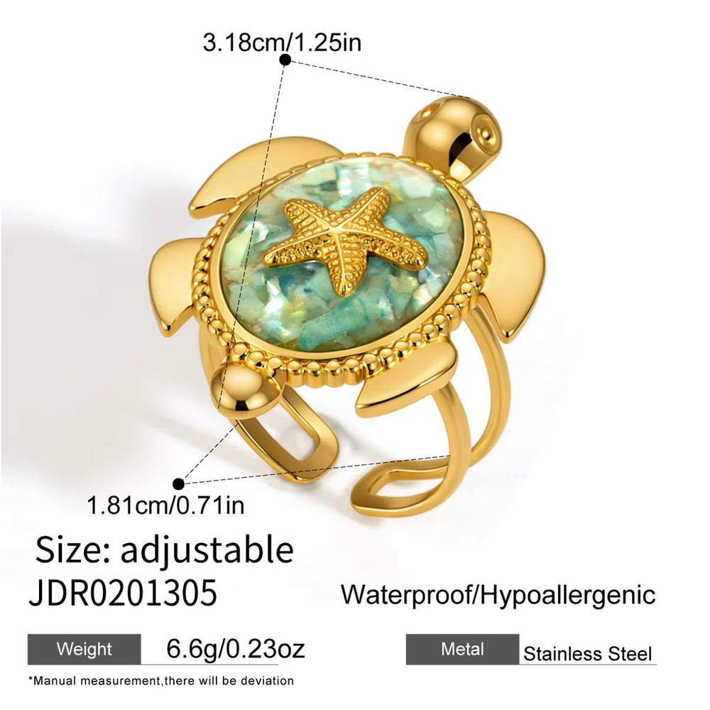 Sea Turtle Signet Ring – gold sea turtle signet ring with azure shell inlay