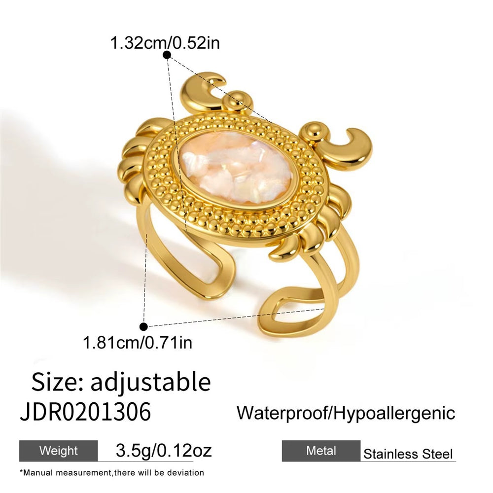 Shell-Crab Statement Ring – gold ring