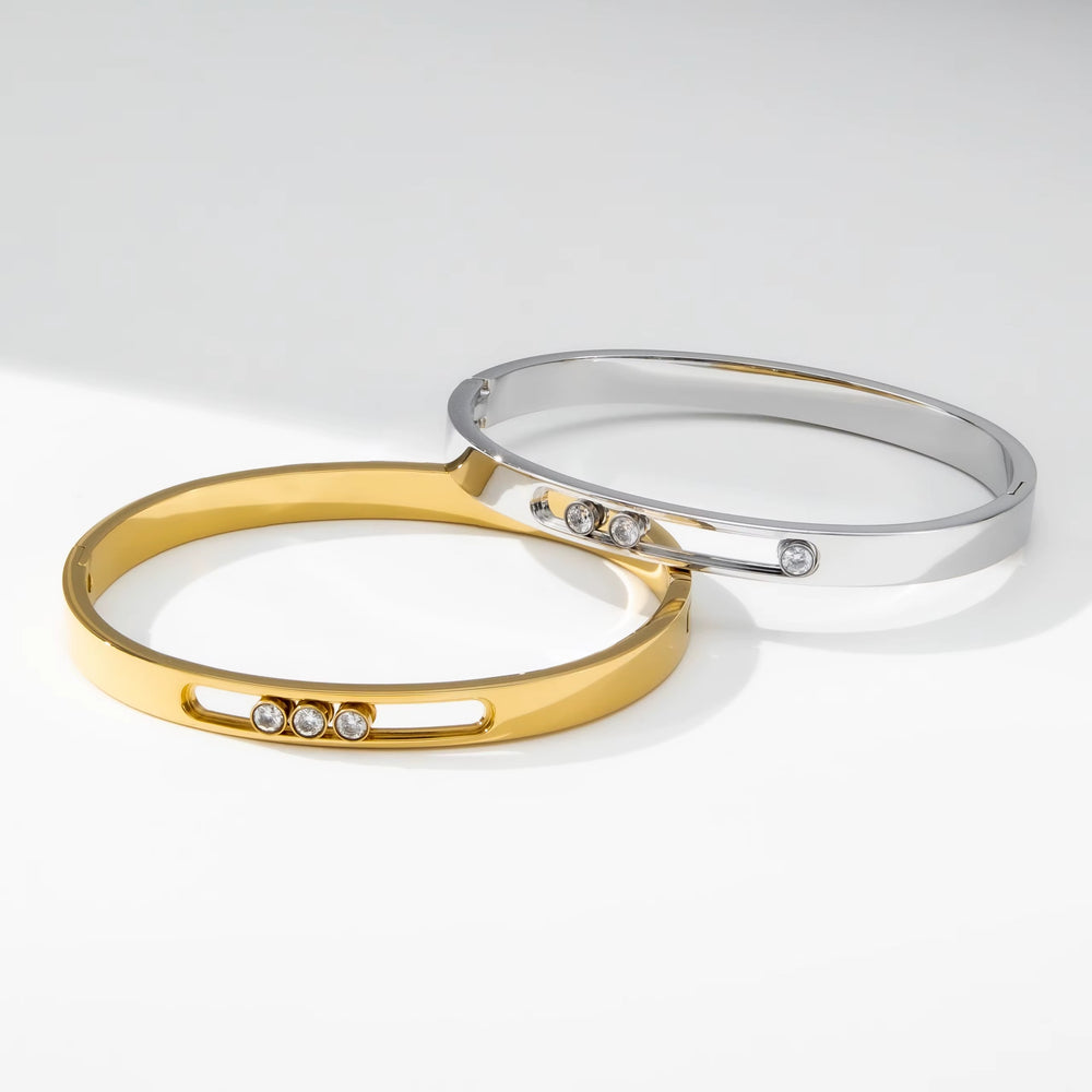 Sliding Zircon Bangle – bracelet with cubic zirconia stones