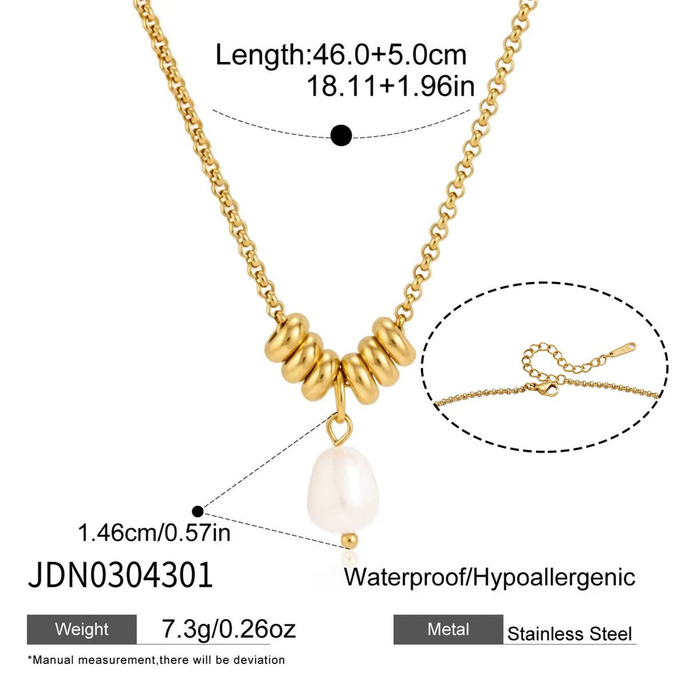 Golden Bead Pearl Drop Necklace – gold necklace with pearls