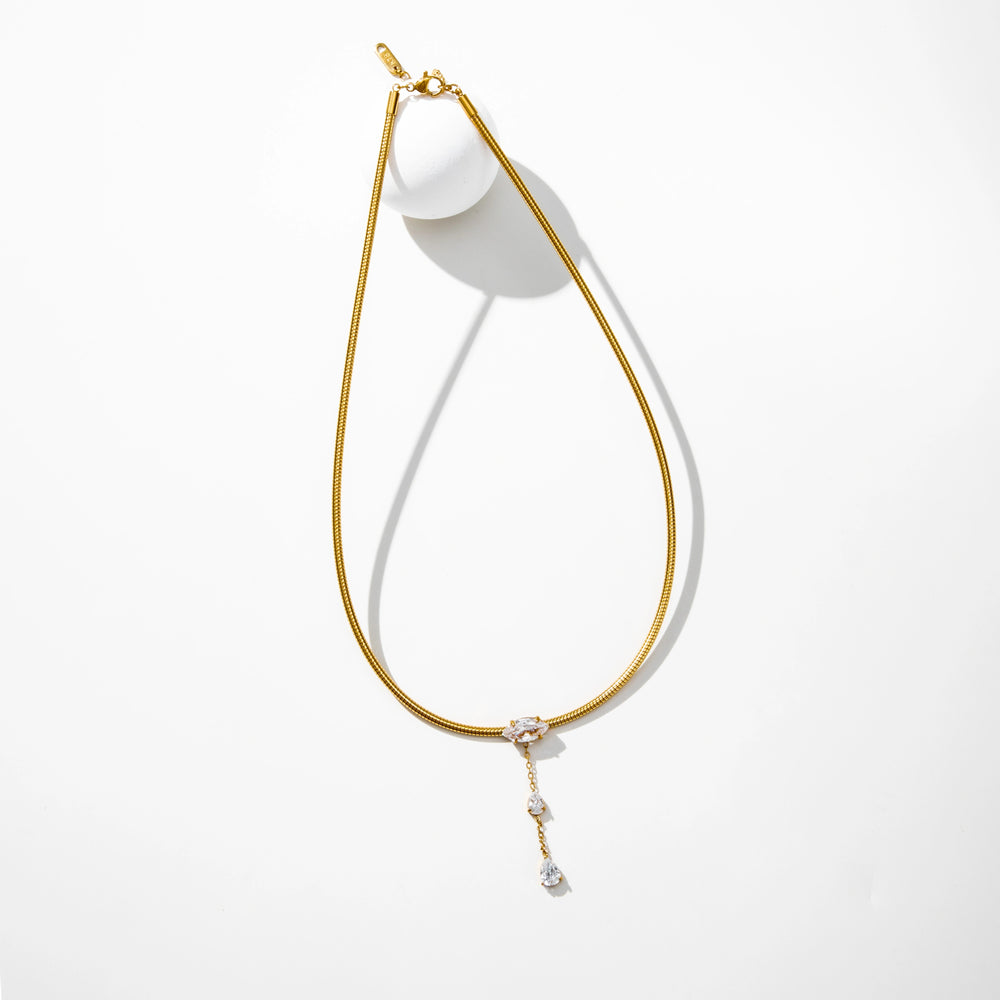 Crystal Drop Choker – gold choker necklace with CZ crystal drop