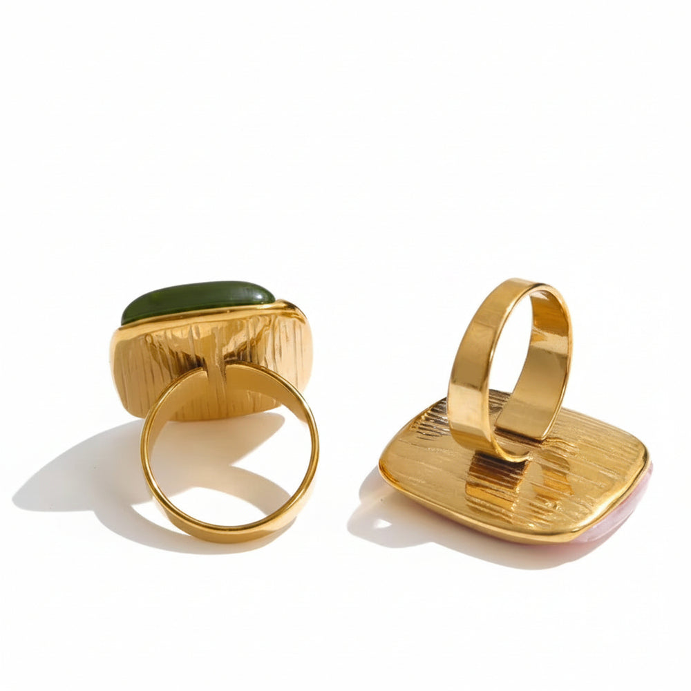 Acrylic Statement Ring – adjustable gold ring