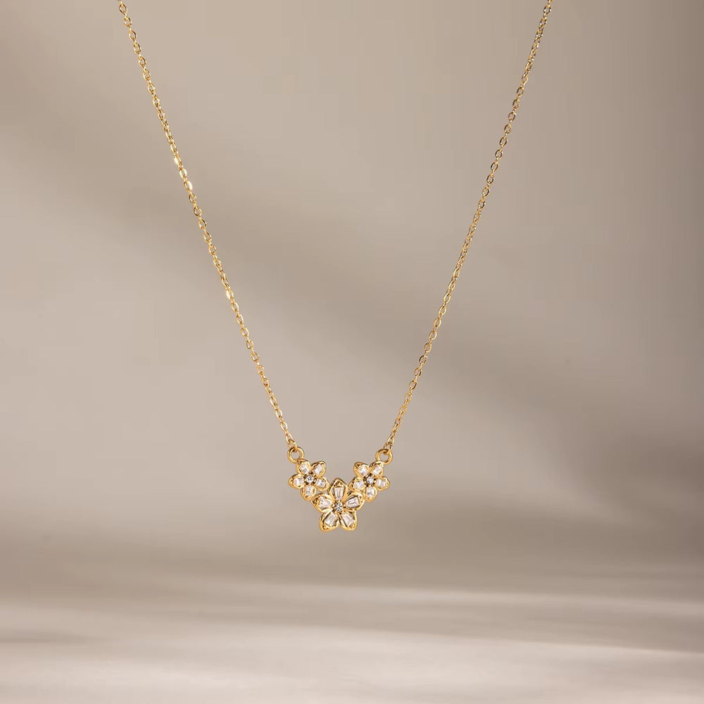 Blossom Necklace – gold necklace with cubic zirconia stones
