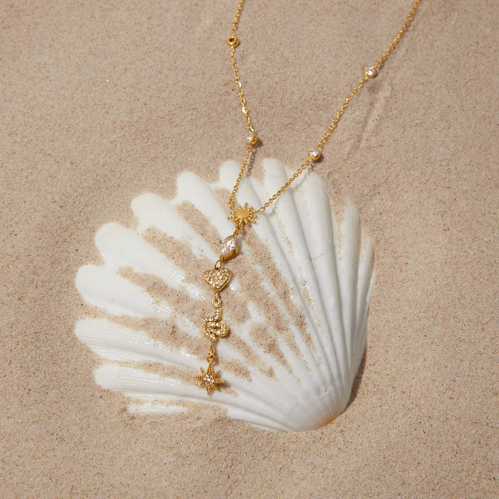 Y-Drop Charm Necklace – gold necklace