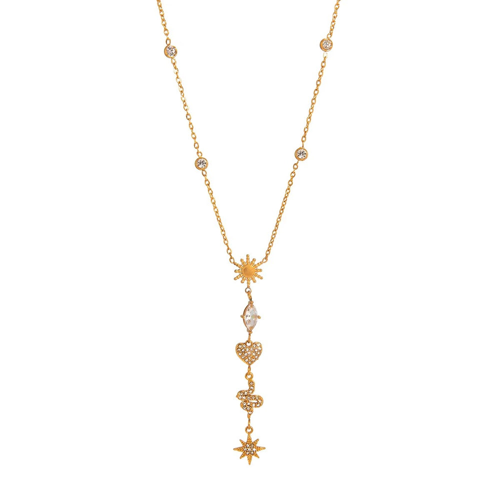 Y-Drop Charm Necklace – gold necklace