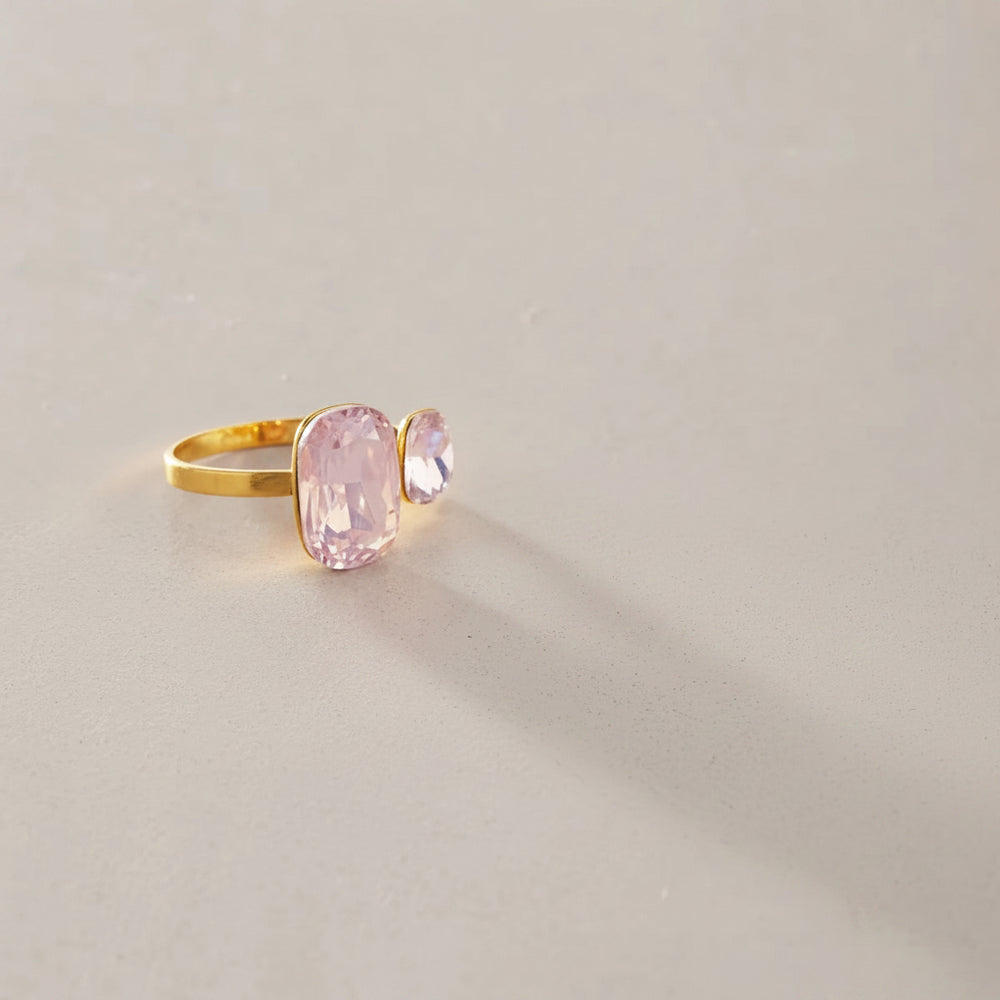 Pink Glow Ring – adjustable gold ring