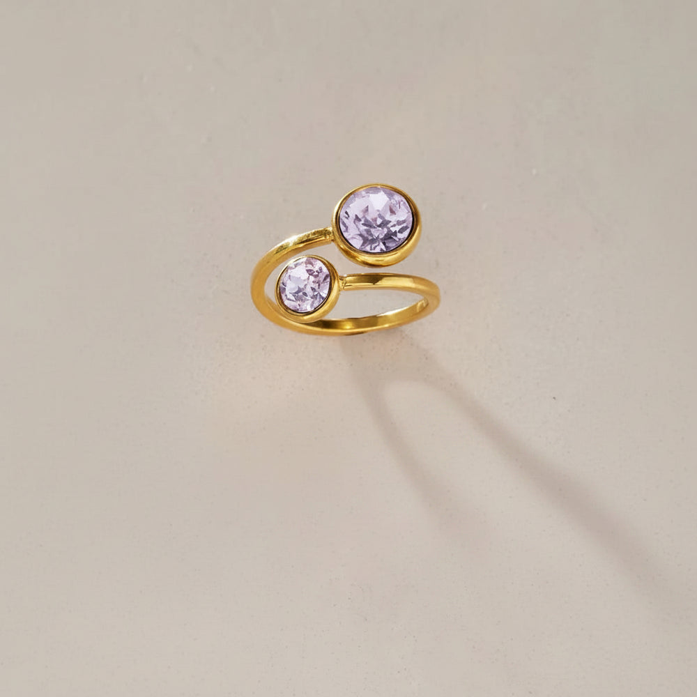 Lavender Glow Ring – adjustable gold ring