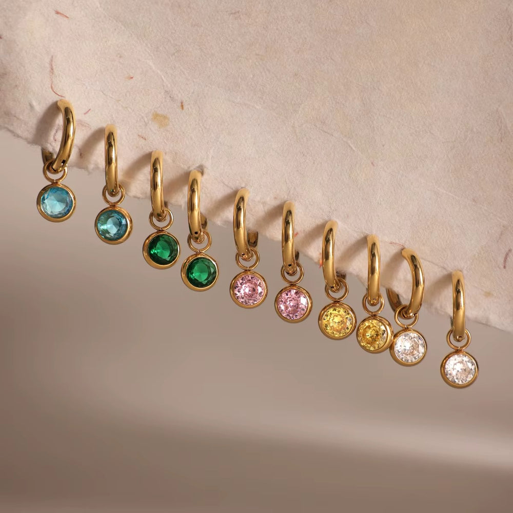 Colorful Huggie Hoop Earrings – gold hoop earrings with cubic zirconia stones