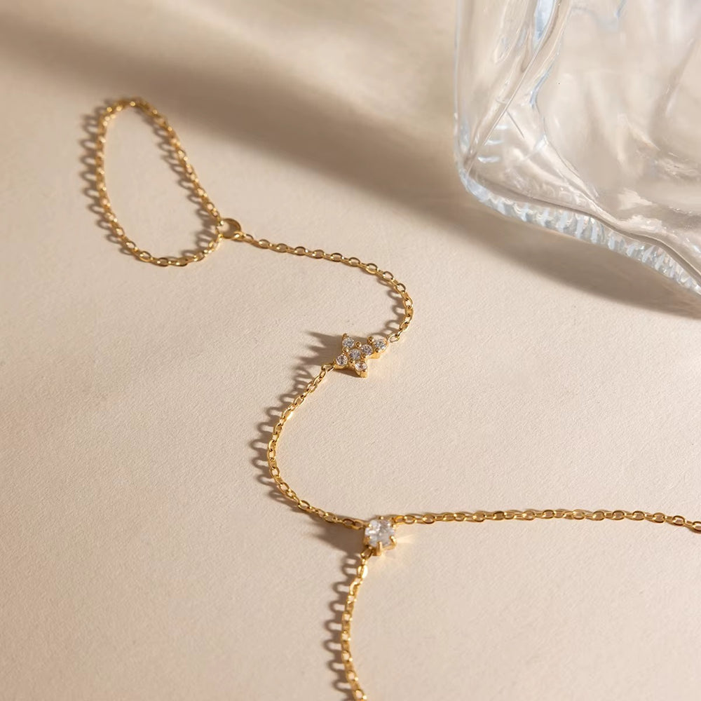 Sparkling Hand Chain Bracelet – gold hand chain