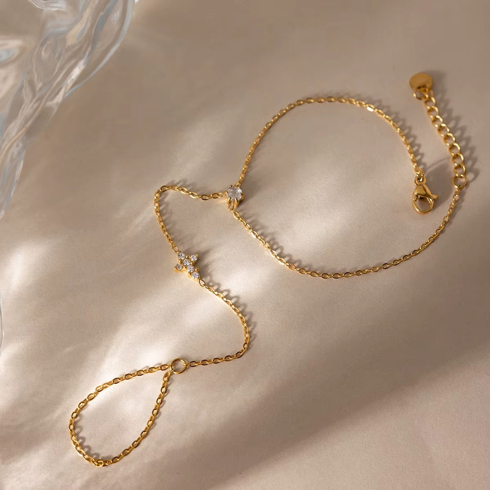 Sparkling Hand Chain Bracelet – gold hand chain