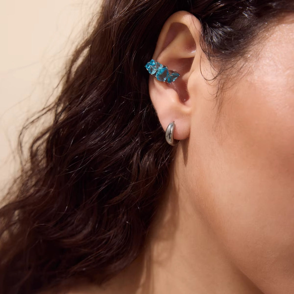 Aqua Bloom Ear Cuff – ear cuff with cubic zirconia stones