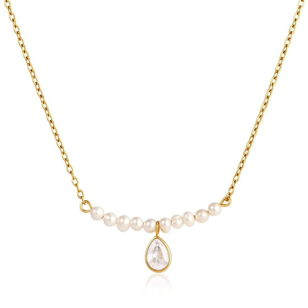 Teardrop Pearl Strand Necklace – gold necklace with pearls