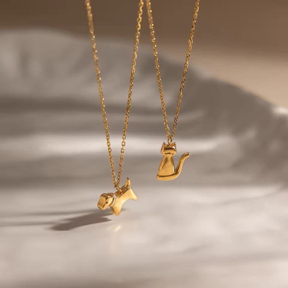 Paw Print Charms – gold necklace