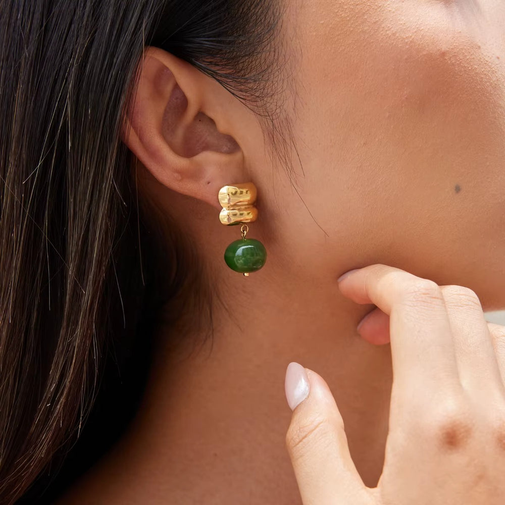 Green Drop Earrings – gold earrings