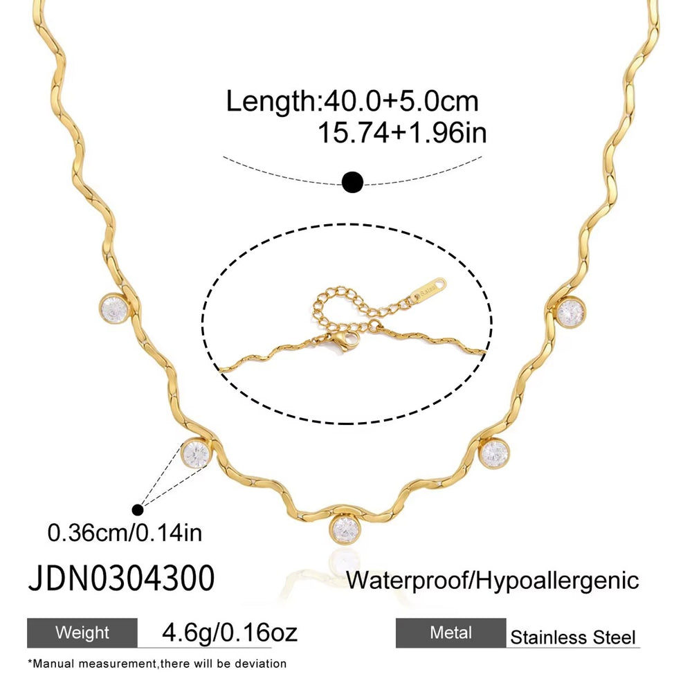 Wavy Zircon Necklace