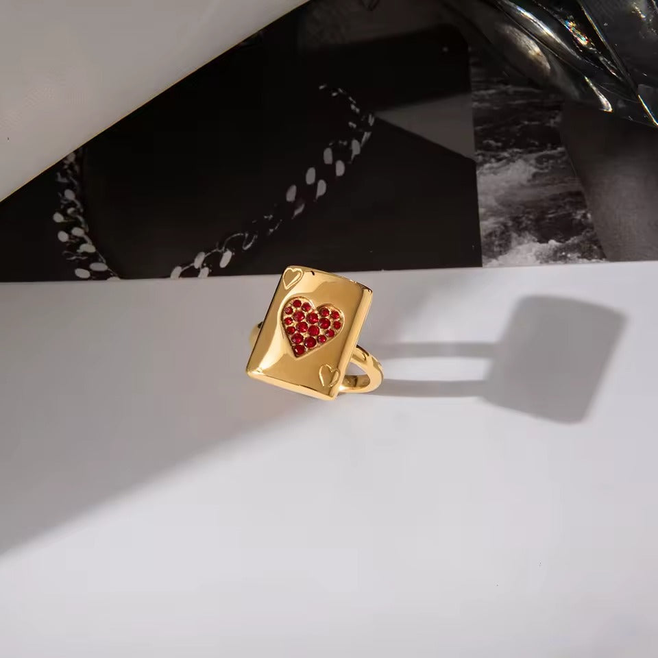 Rouge Heart Ring – adjustable gold ring