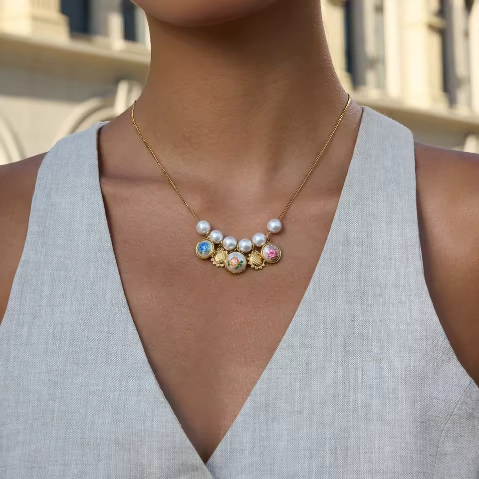 Maison Charm Necklace – gold necklace with enamel detail