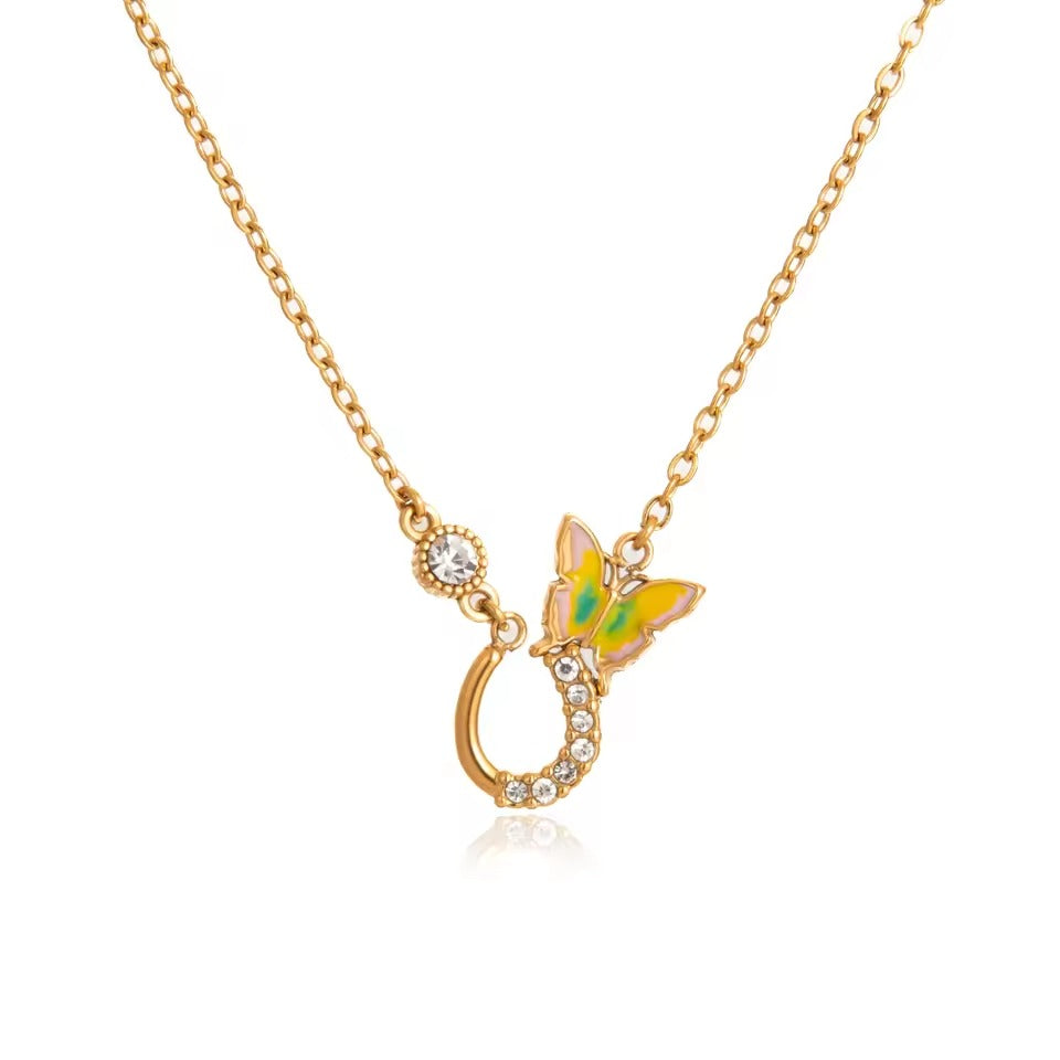 Butterfly Spark Necklace – gold necklace with enamel detail