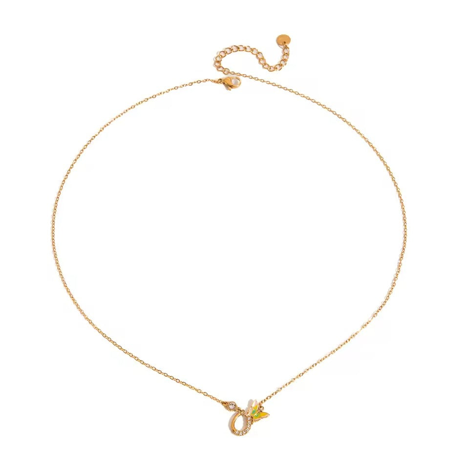 Butterfly Spark Necklace – gold necklace with enamel detail