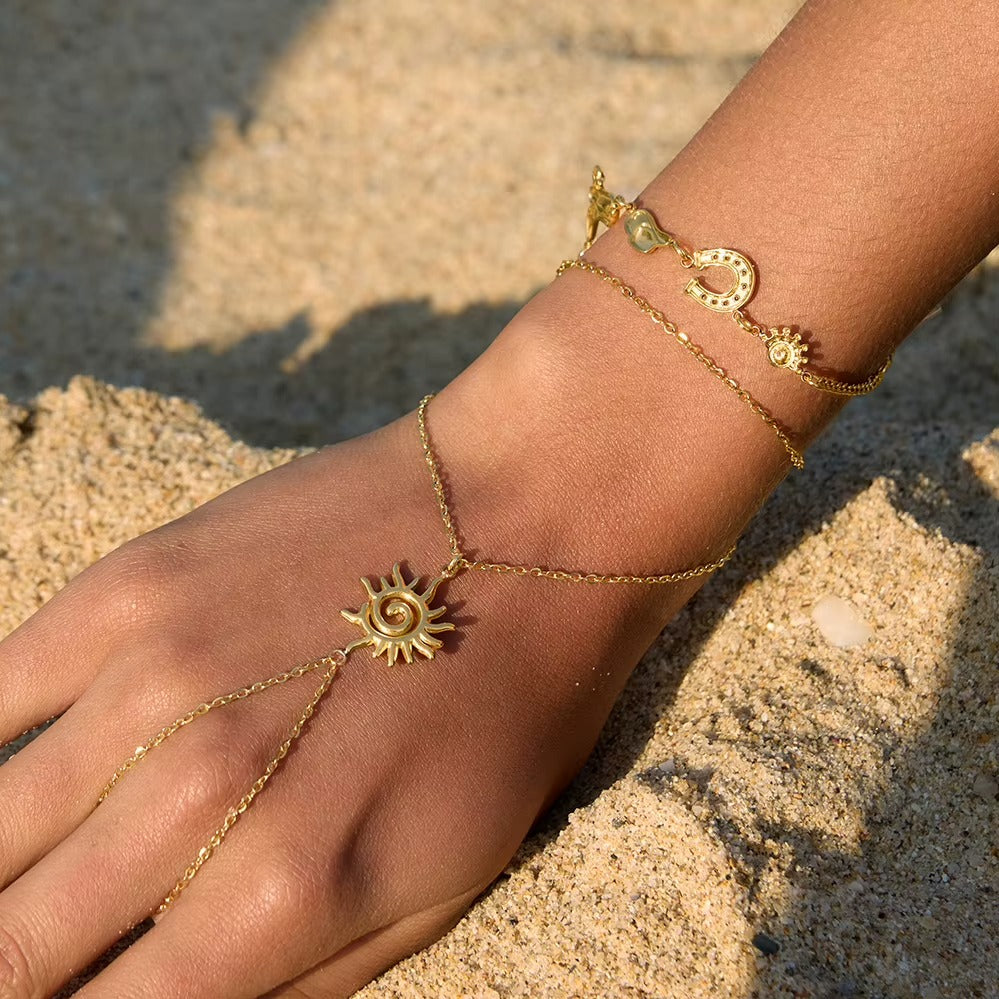 Sun Charm Hand Chain – gold hand chain